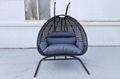 Indoor Outdoor Wicker Hanging Basket Swing Chair Tear Drop Egg Chair With Cushio