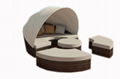 Patio Furniture Round Outdoor Sectional Sofa Set, Rattan Daybed Sunbed With Retr