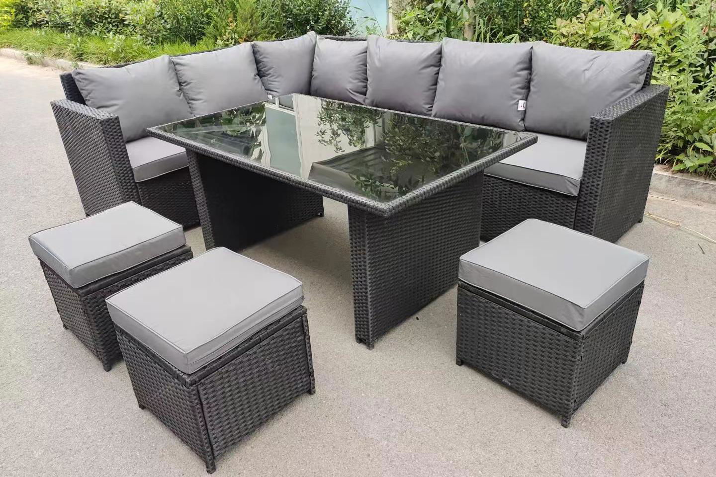 Patio Furniture Set, Outdoor Dining Sectional Sofa Set, All Weather Wicker Ratta 3