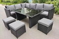 Patio Furniture Set, Outdoor Dining Sectional Sofa Set, All Weather Wicker Ratta 3