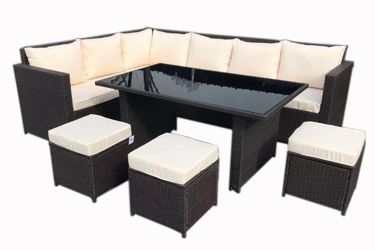 Patio Furniture Set, Outdoor Dining Sectional Sofa Set, All Weather Wicker Ratta