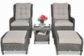 Outdoor PE Wicker Chaise Lounge, Reclining Chair With Cushion, Wicker Patio Furn