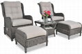 Outdoor PE Wicker Chaise Lounge, Reclining Chair With Cushion, Wicker Patio Furn 3