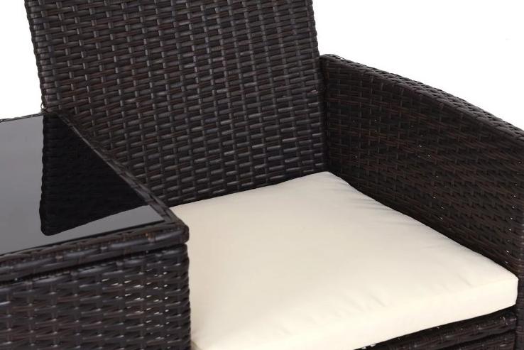  Garden Rattan Set Wicker Furniture Double Seat Sofa With Coffee Table Set 5