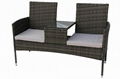  Garden Rattan Set Wicker Furniture Double Seat Sofa With Coffee Table Set