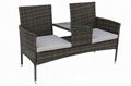  Garden Rattan Set Wicker Furniture Double Seat Sofa With Coffee Table Set