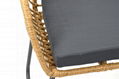  3 Pieces Patio PE Rattan Bistro Set Cushioned Chair Glass Table Deck Ergonomic 