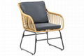  3 Pieces Patio PE Rattan Bistro Set Cushioned Chair Glass Table Deck Ergonomic 