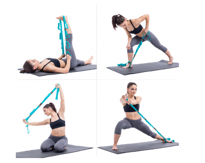 Yoga EVO Elastic Stretching Strap with Loops + Carryin 4