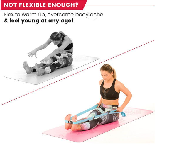 Yoga EVO Elastic Stretching Strap with Loops + Carryin 5