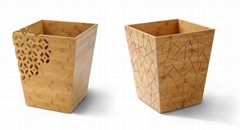 Lattice Solid Bamboo Trash Bin (3012)