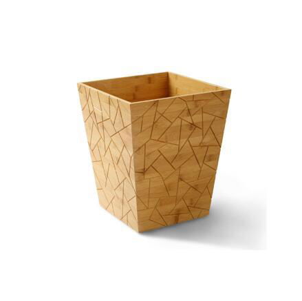 Lattice Solid Bamboo Trash Bin (3012) 2