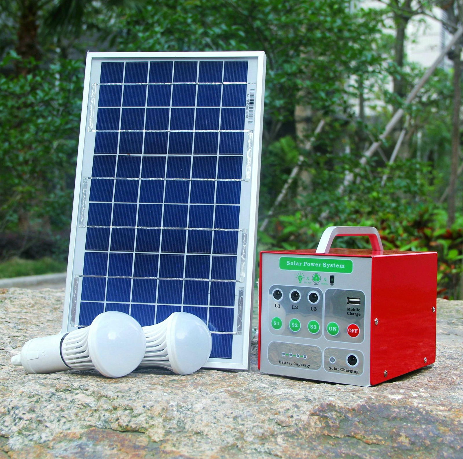 DC12V Solar Camping Lighting System with 5W Solar Panel 3W LED Light 2