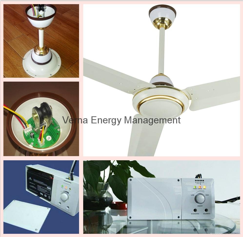 56'' Solar Powered AC DC Rechargeable Ceiling Fan with 7AH Battery BLDC Motor