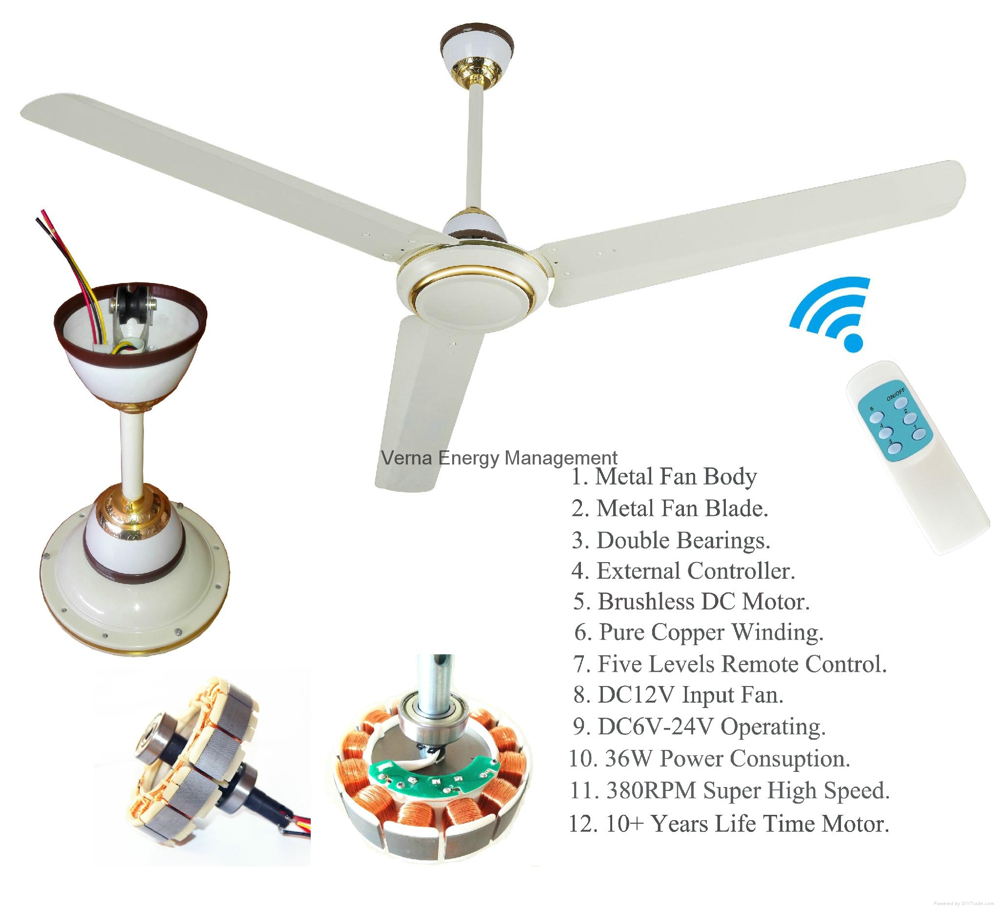 High Sd Solar 12v Dc Ceiling Fan