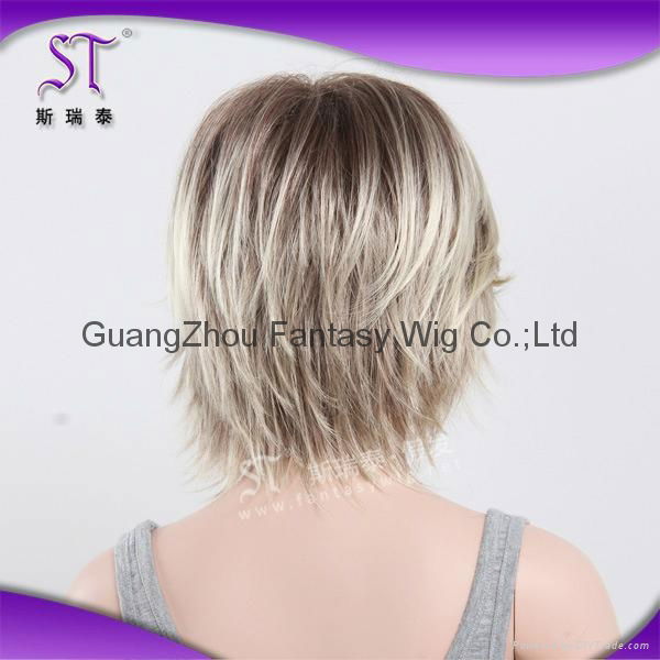 Girl simulation cosplay silver short straight wig 3