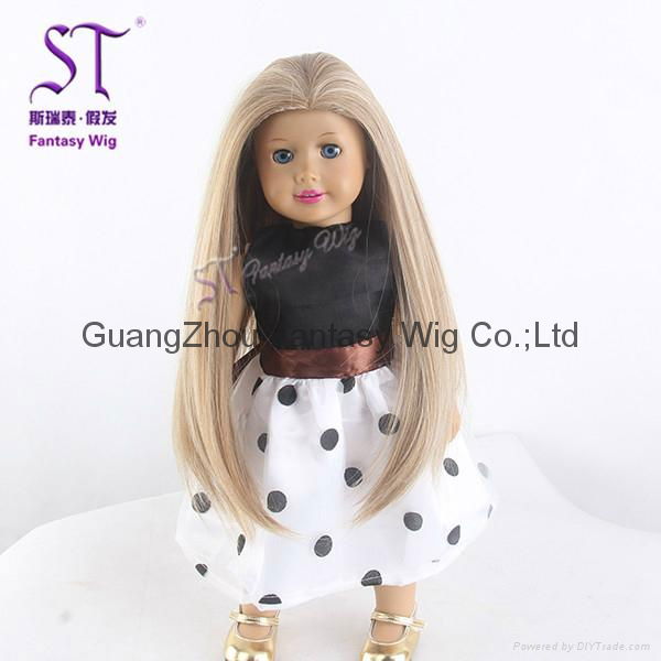 American doll light brown long straight hair wig