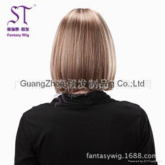 Women BOB grandma grey short straight