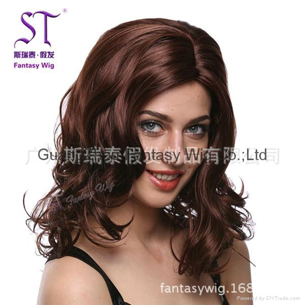 Women brown  long curly hair wigs