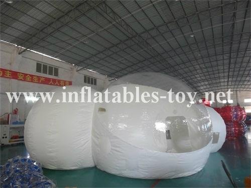 2 Clear Domes Inflatable Bubble Tent with one Tunnel
