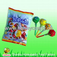 yogrut lollipop with soft chewy candy filling