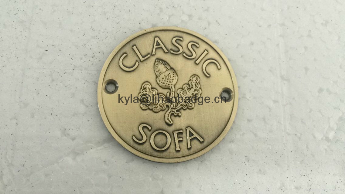 aluminum embossed sofa tag, antique sofa badge CH392 lihao (China