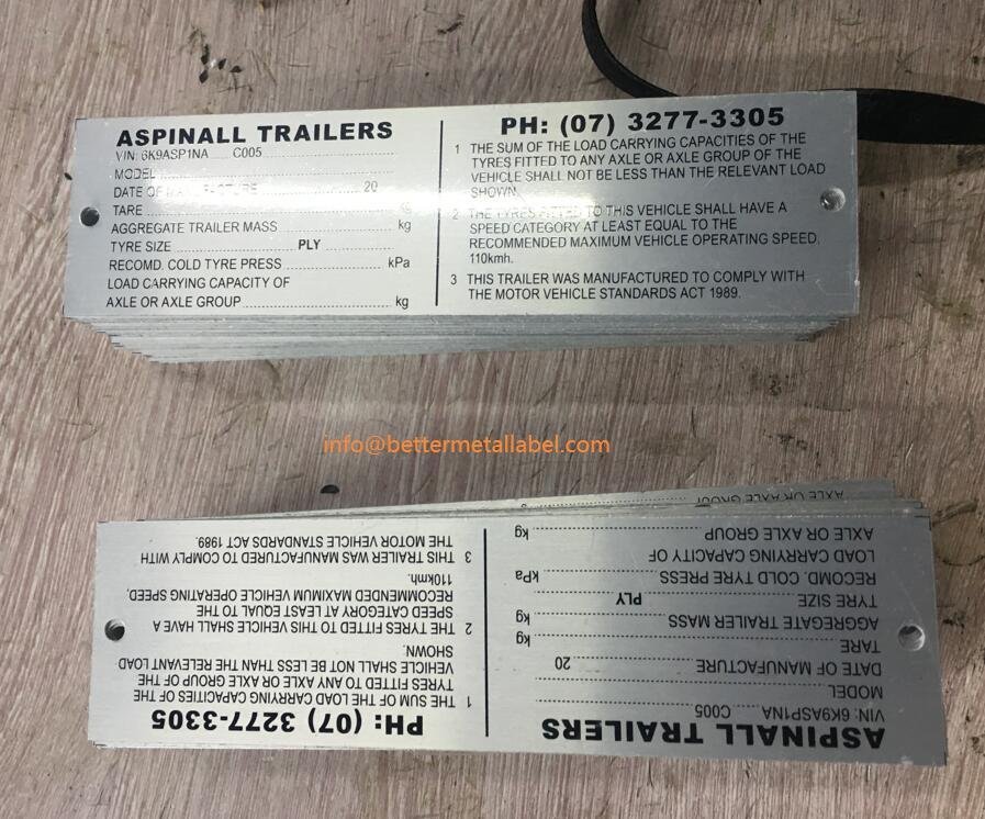 aluminum Trailer ID tag replacement tag VIN plate  TRailer Truck Data plate 3