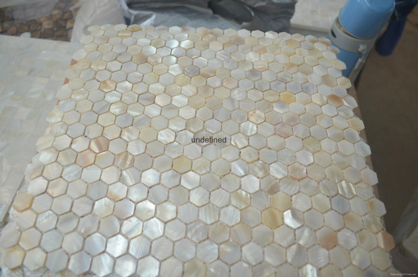 Hexagonal shellmosaic for backsplash  4