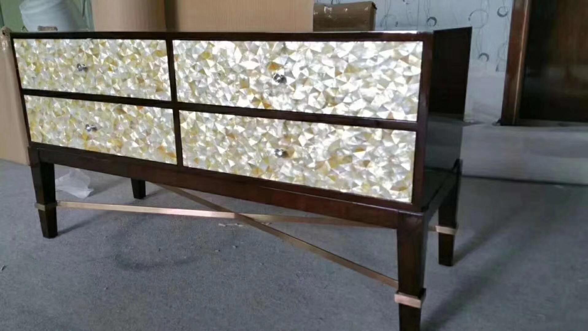 natural dapple mother of pearl mosaic panel for table top 1