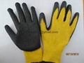 work gloves 2''s golden-yellow poly-cotton with latex palm coating