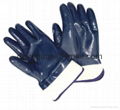 Blue nitirle gloves with safety cuff 1