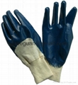 Cotton interlock gloves with nitrile half coating 1