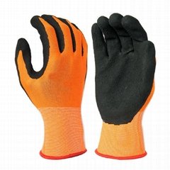 Black latex foam gloves