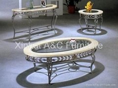 Modern Glass Top Powder Coated Metal Coffee Table