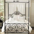 Modern Black Powder Coated Metal Bed with Mosquito Net 5