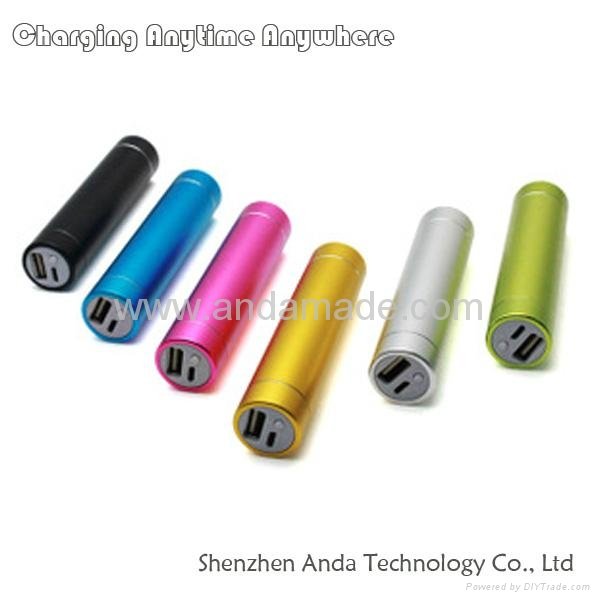 Multi-color cylindrical Metal mobile phone charger bank 2000mAh