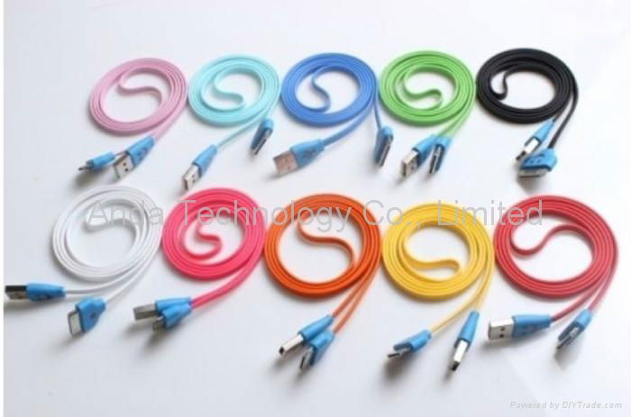 For Apple iPhone 5 LED Smile Face USB Data Sync Charger Flat 1m Colorful Cable 2