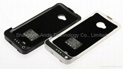 3800mAh Cubic Texture External Battery Charger Case w/ Stand for HTC One M7 801e