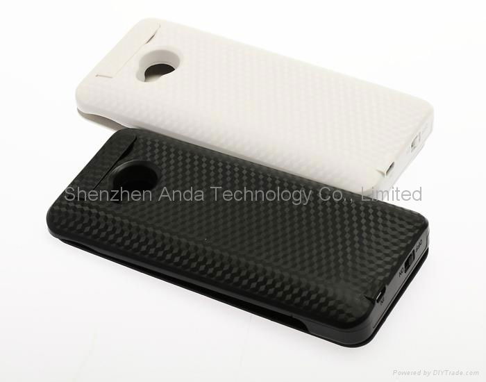 3800mAh Power Bank Battery Charger Case Flip Leather Cover for HTC One M7 801e 2