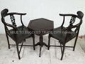 Rosewood table with 2 corner chairs set 1