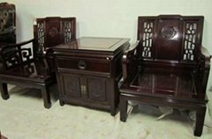 Rosewood 2 sofa with cabinet set