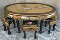  Hand painted oval coffee table set