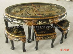 Hand painted oval coffee table set