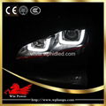 VW golf 7 GTI headlight with bi-xenon projector lens and double "U" LED  