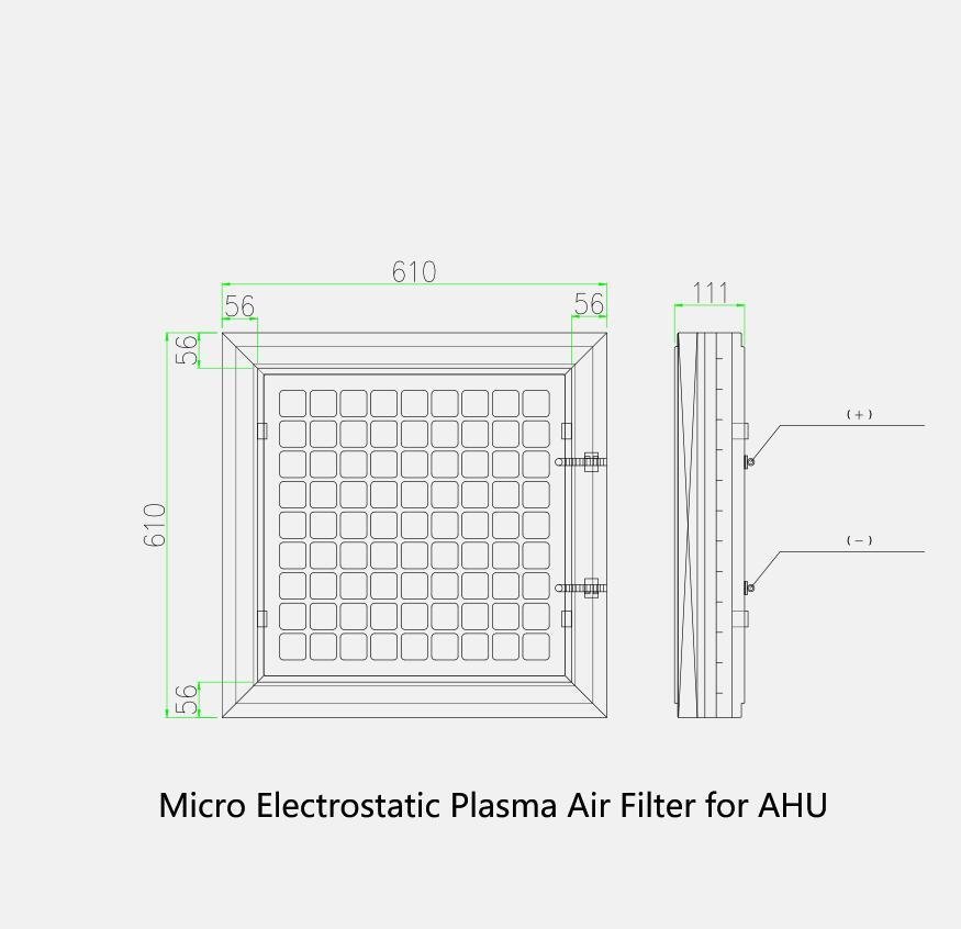 Plasma micro electrostatic air filterr for AHU 610x610mm 5