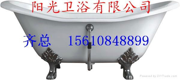 Double slipper freestanding cast iron bathtub 3