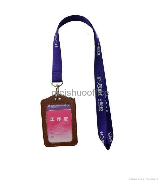 Lanyards with leather name card holder  