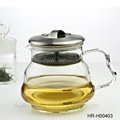 Glass Teapot With Stainless Steel  Filter & Cover  3