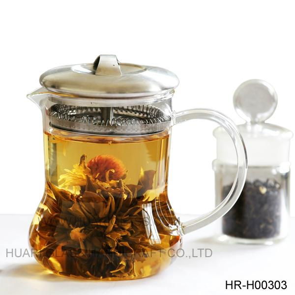 Glass Teapot With Stainless Steel  Filter & Cover  4