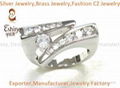 Engagement brass CZ jewelry ring with clear CZ stone and full rhodium plating 1